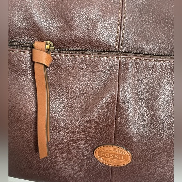 Fossil Morgan Traveler Brown Pebbled Leather Crossbody Purse - Picture 7 of 11